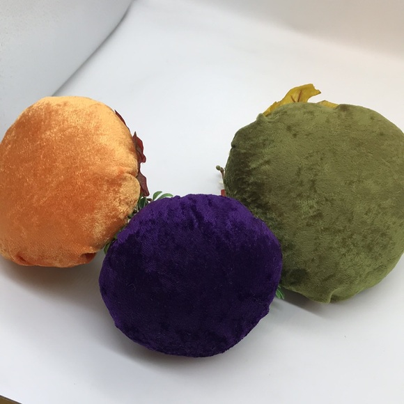 Trio of 3 Handmade Velvet, Poly filled Pumpkins - Picture 12 of 12
